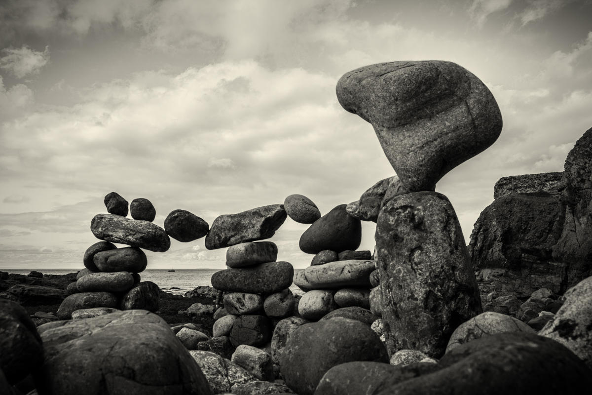 stone stacking at Dunbar beach